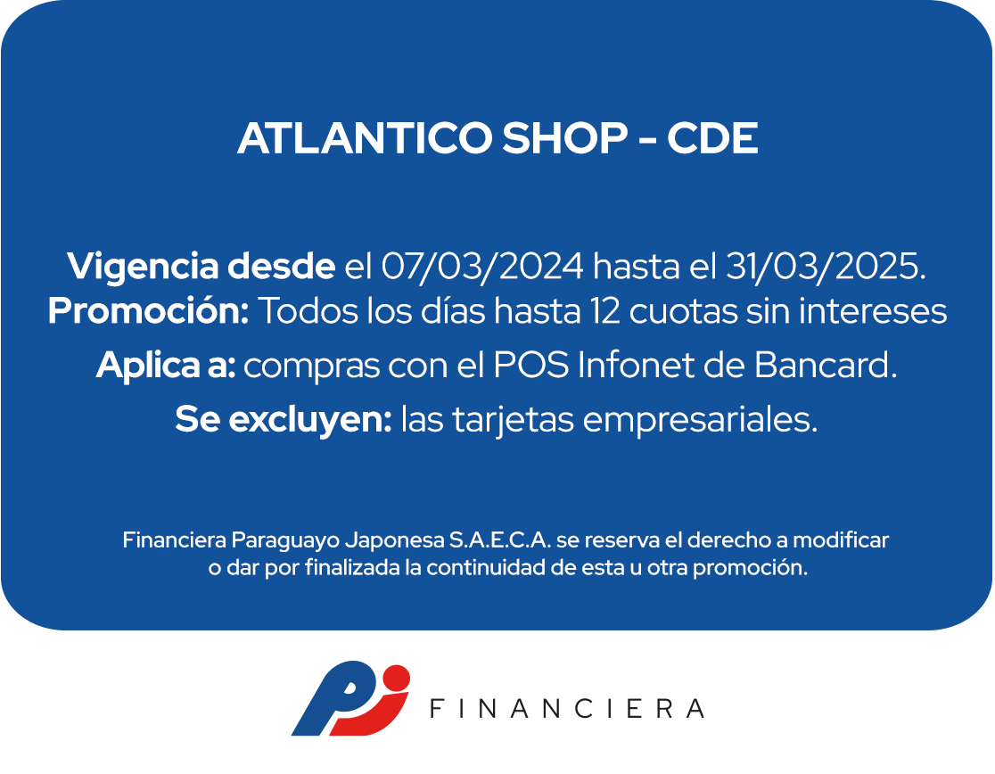 Atlántico Shop 12 Cuotas Tecnología Todos Los Días Ciudad del Este