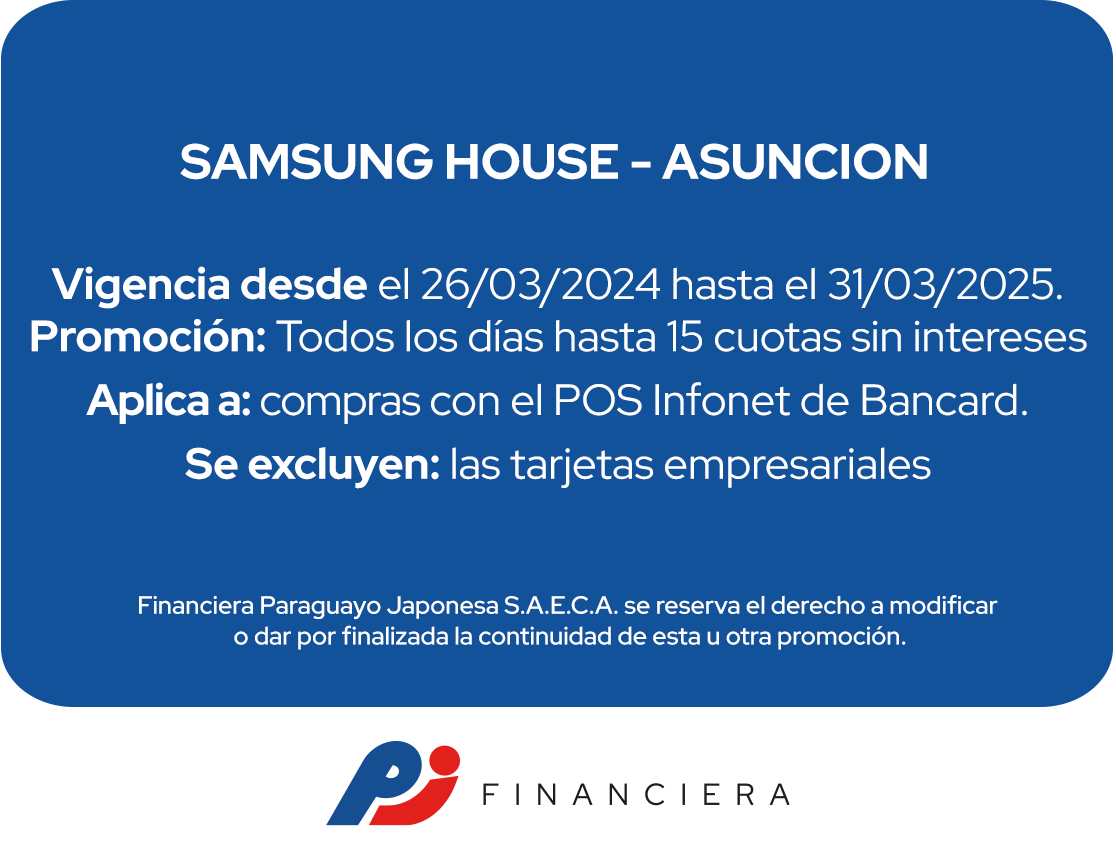 Samsung House 15 Cuotas Tecnología Todos Los Días Asuncion