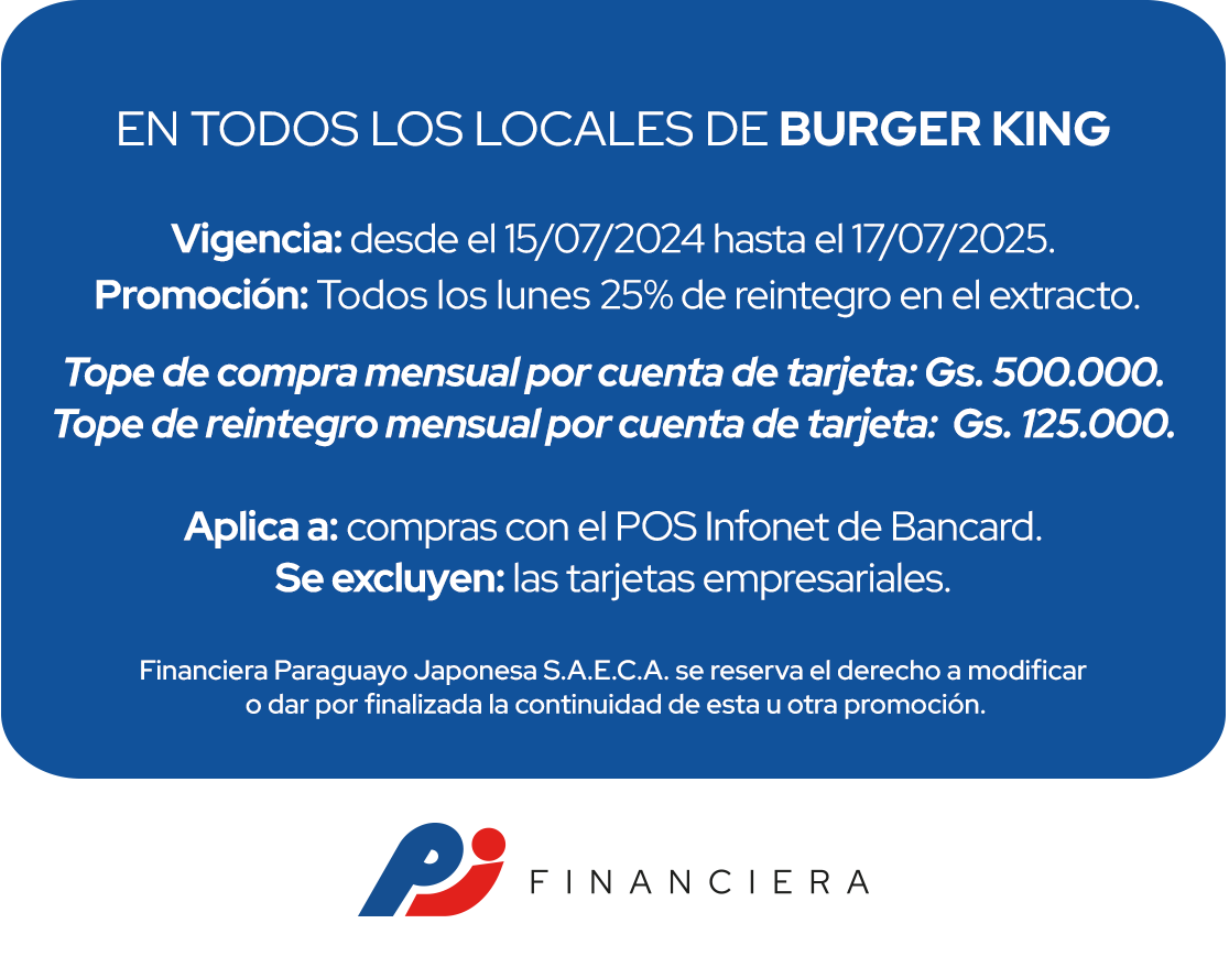 Burger King 25% Reintegro Gastronomía Lunes