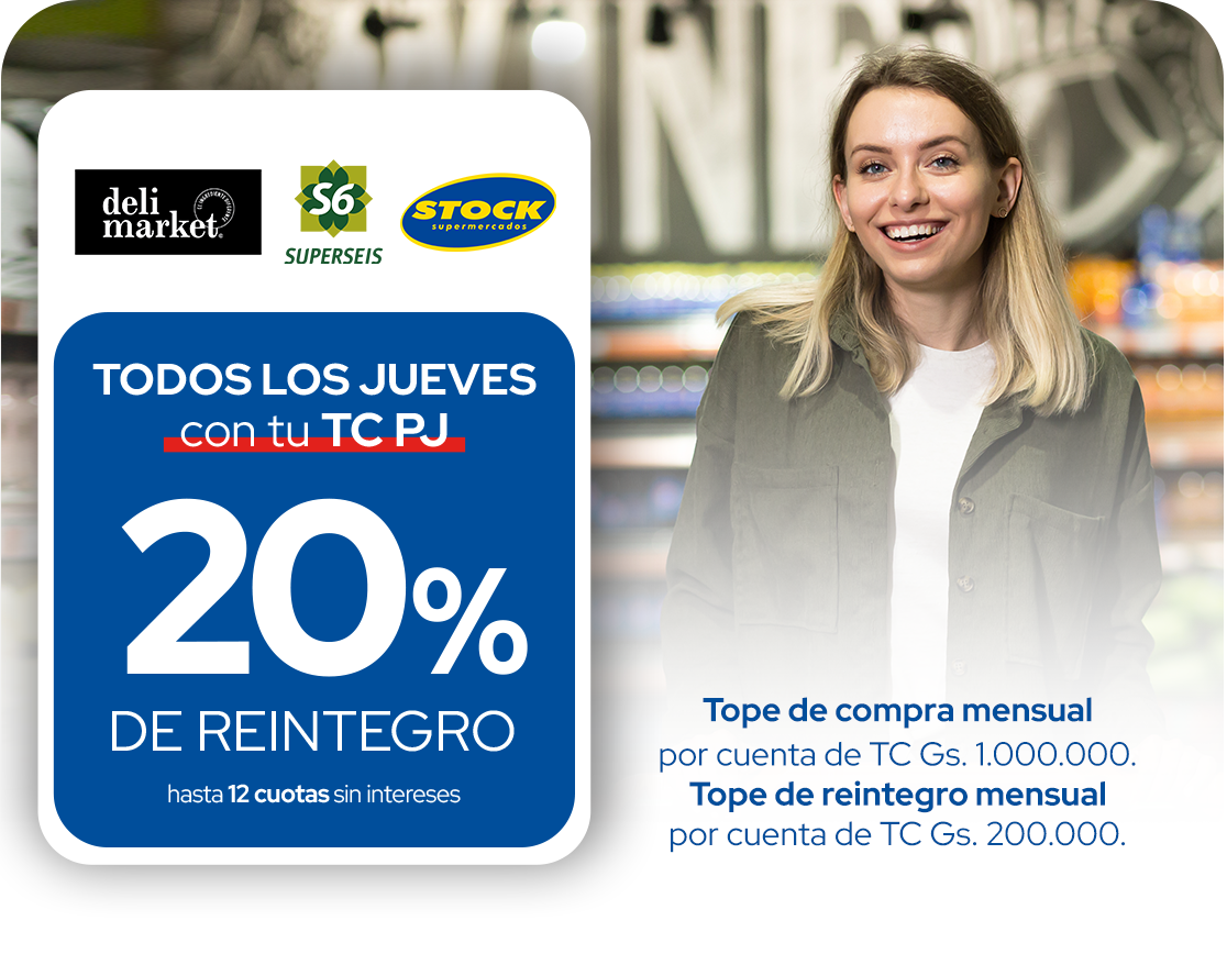Delimarket, S6, Stock 20% Reintegro 12 Cuotas Supermercado Jueves