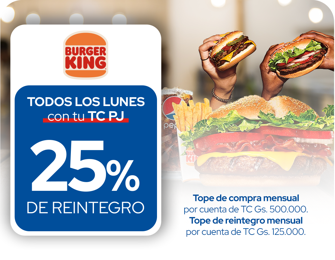 Burger King 25% Reintegro Gastronomía Lunes