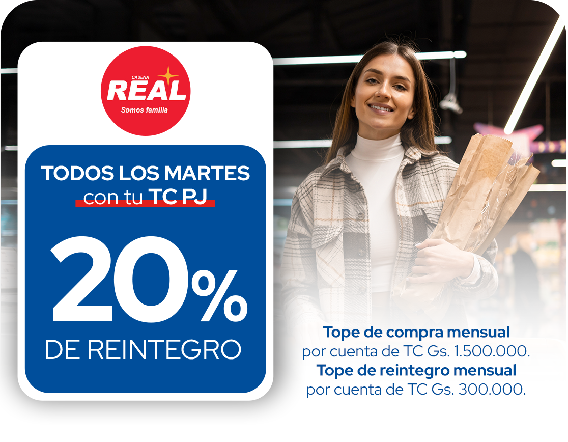 Real 20% Reintegro Supermercado Martes