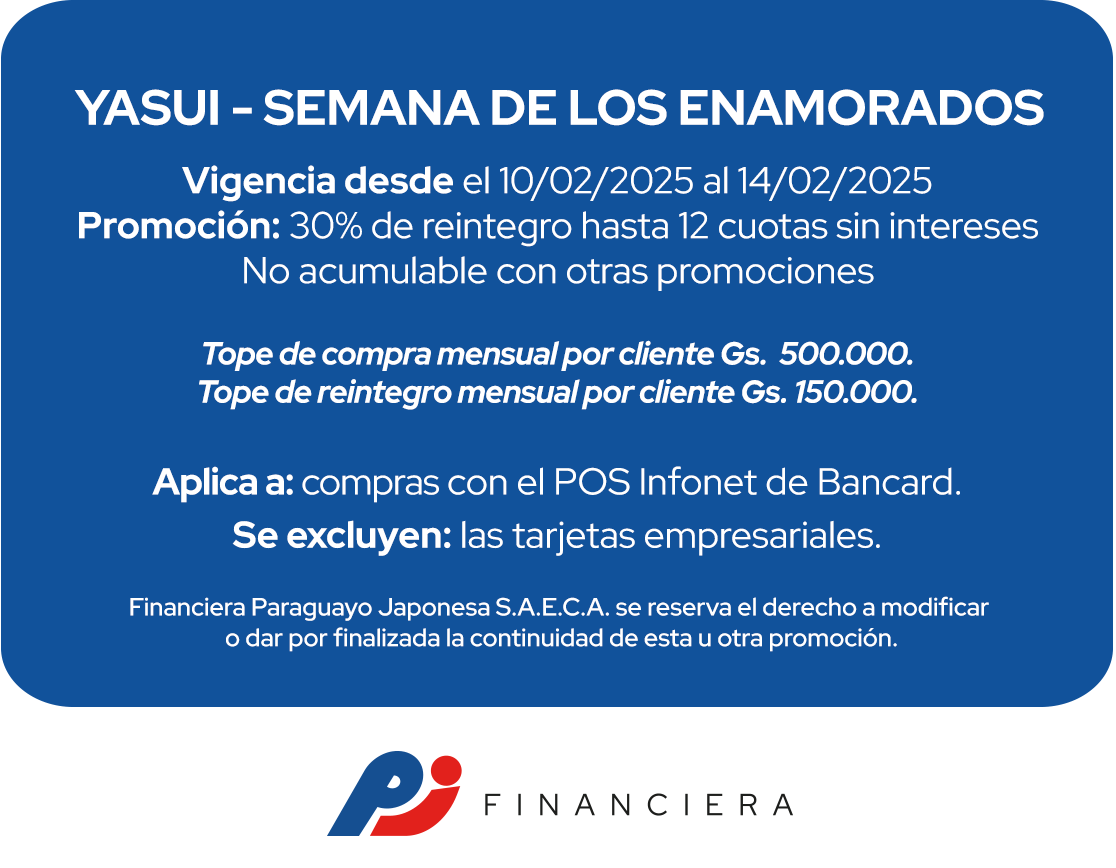 Yasui 30% Reintegro Semana de los Enamorados
